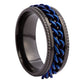 Fidget Rings Anxiety Spinner Rings Stainless Steel Chain Rings-Blue