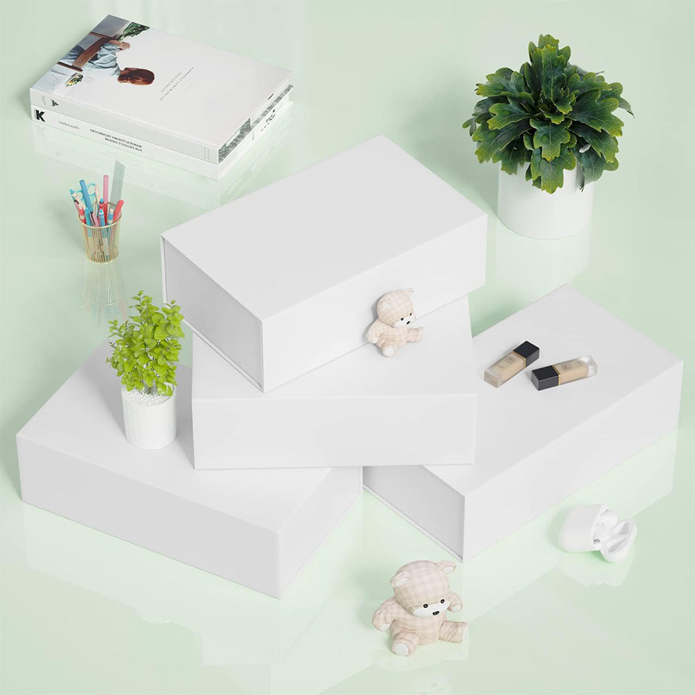 Easy Attached Foldable Cardboard Gift Box for Holiday Packaging-White