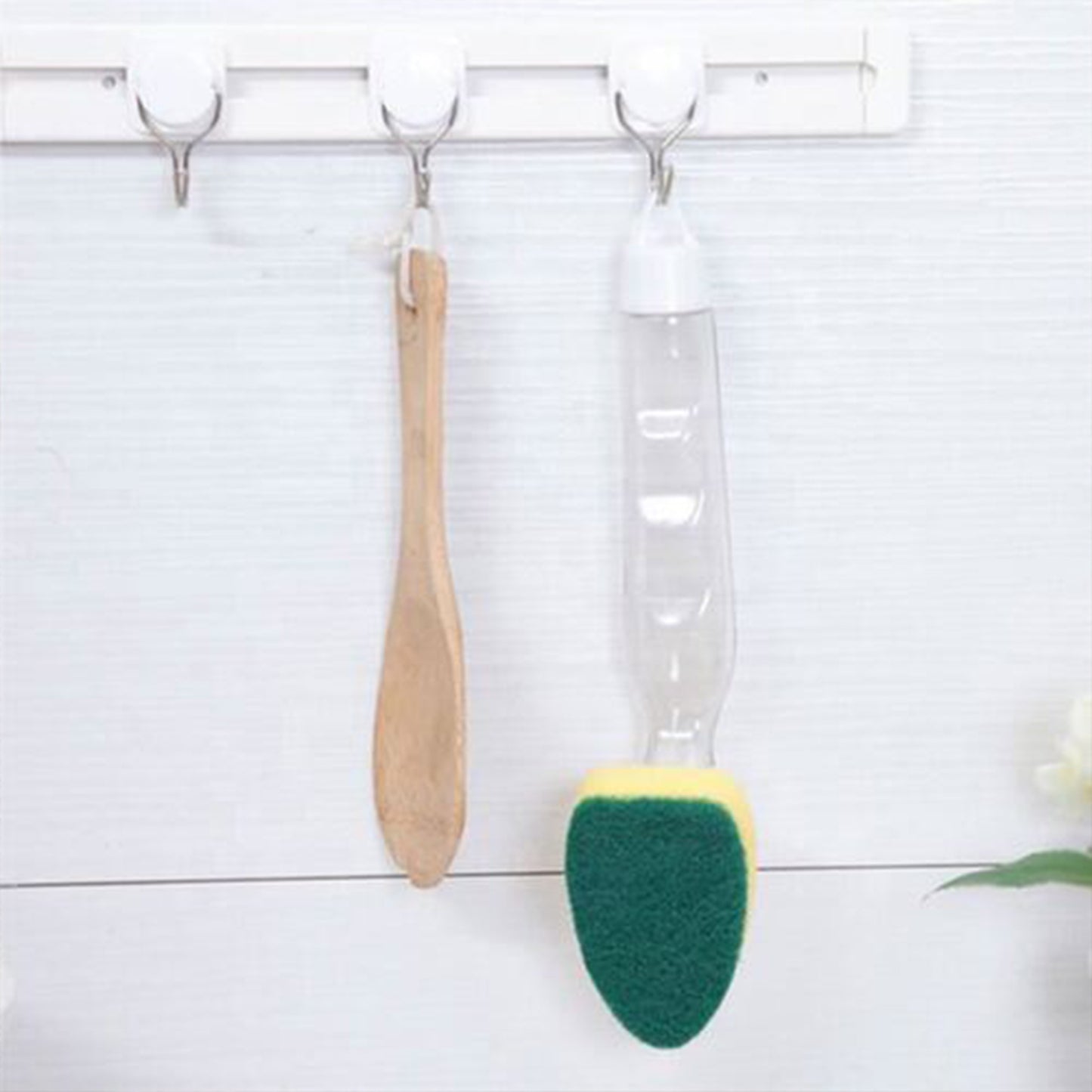 5Pcs Kitchen Soap Dispenser Sponge Brush with Handle Set-1 Handle+5 Sponge