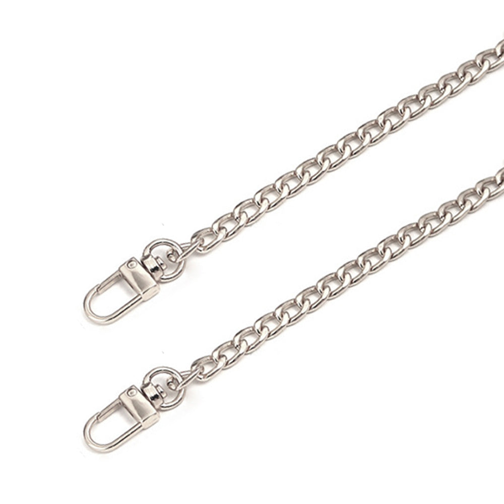 2Pcs Flat Chain Shoulder Strap Replacement Metal Bag Strap with Hook Clasps for Handbags Purses