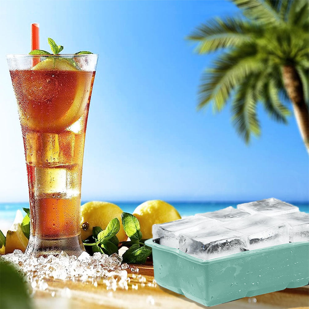 2Pcs 6-Grid Silicone Ice Cube Tray Large Square Ice Cube Mold
