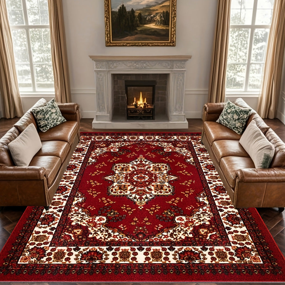 Large Floor Rug Crystal Velvet Vintage Boho Non-Slip Carpet for Bedroom Dining Room