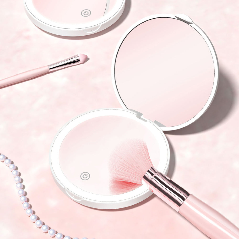 Mini Mirror With Lights Magnification LED Compact Mirror Travel Mirror For Pocket