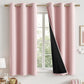2 Pack 100 Percent Blackout Curtains with Black Liner for Bedroom Living Room and Office-Pink