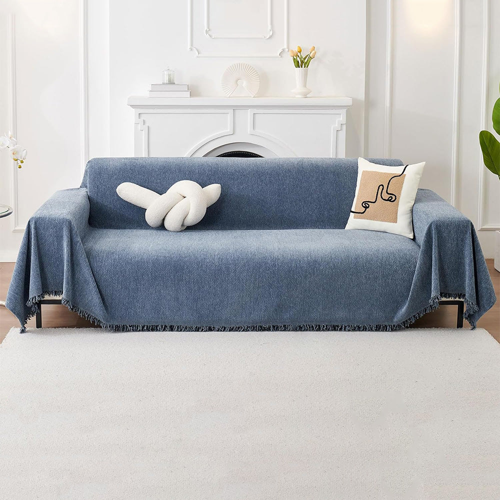 Sofa Throw Rug Cover Large Blanket for Couch Furniture Protector-Blue