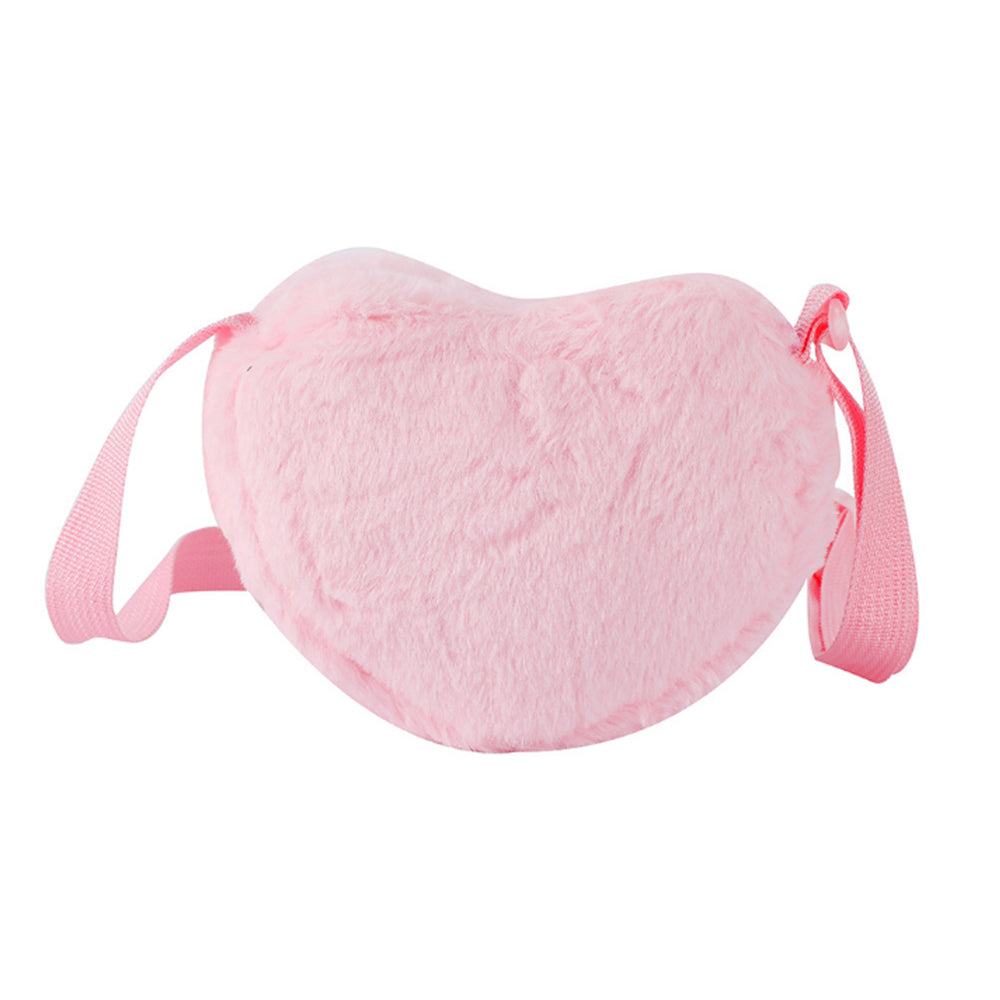 2Pcs Girls Cute Plush Heart Unicorn Embroidery Zipper Crossbody Bag