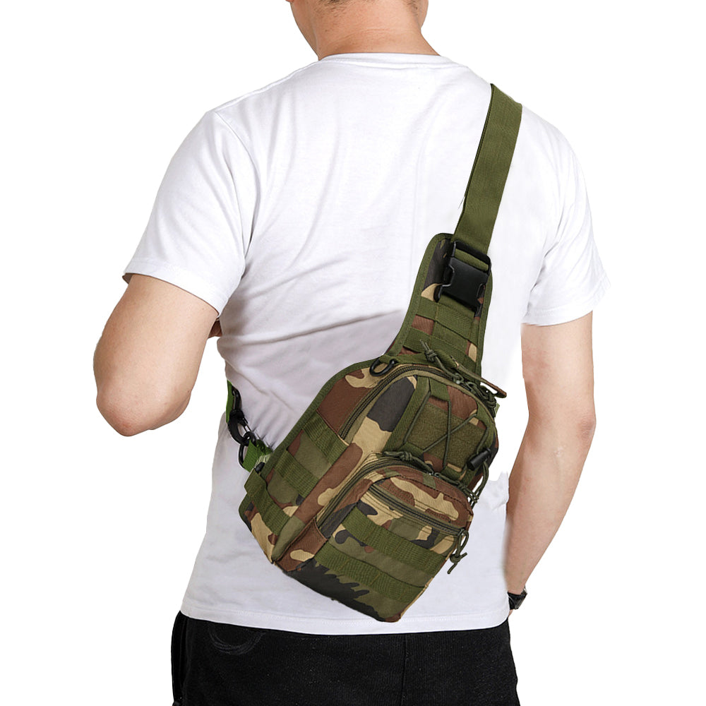2Pcs Outdoor Military Sport Tactical Chest Bag Shoulder Bag-Black and Green