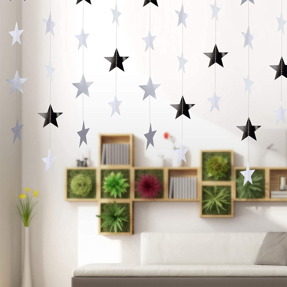 5 Pack 4m Thick Paper Star Garland Bunting Banners for Parties Weddings