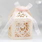 2X 50 Pack Laser Cut Pearl Paper Candy Favor Boxes with Ribbons
