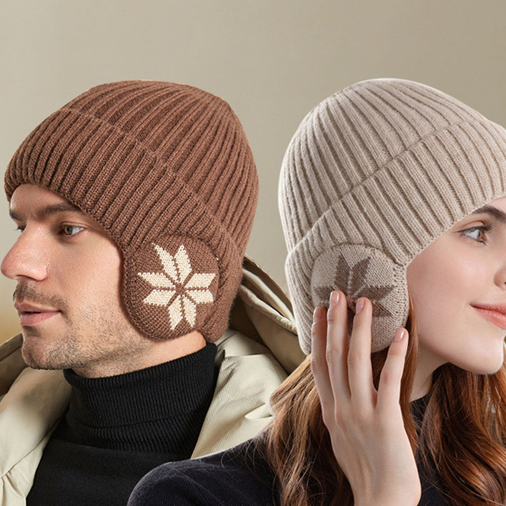 2-in-1 Warm Knitted Ear Flap Beanie Knitted Hat