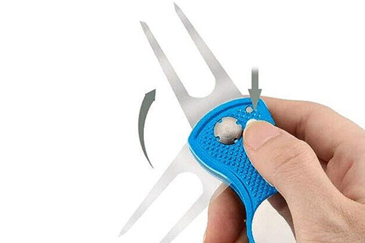 2PCS Golf Divot Repair Tool Putt Alignment Ball Marker Pop-up Fork Tine