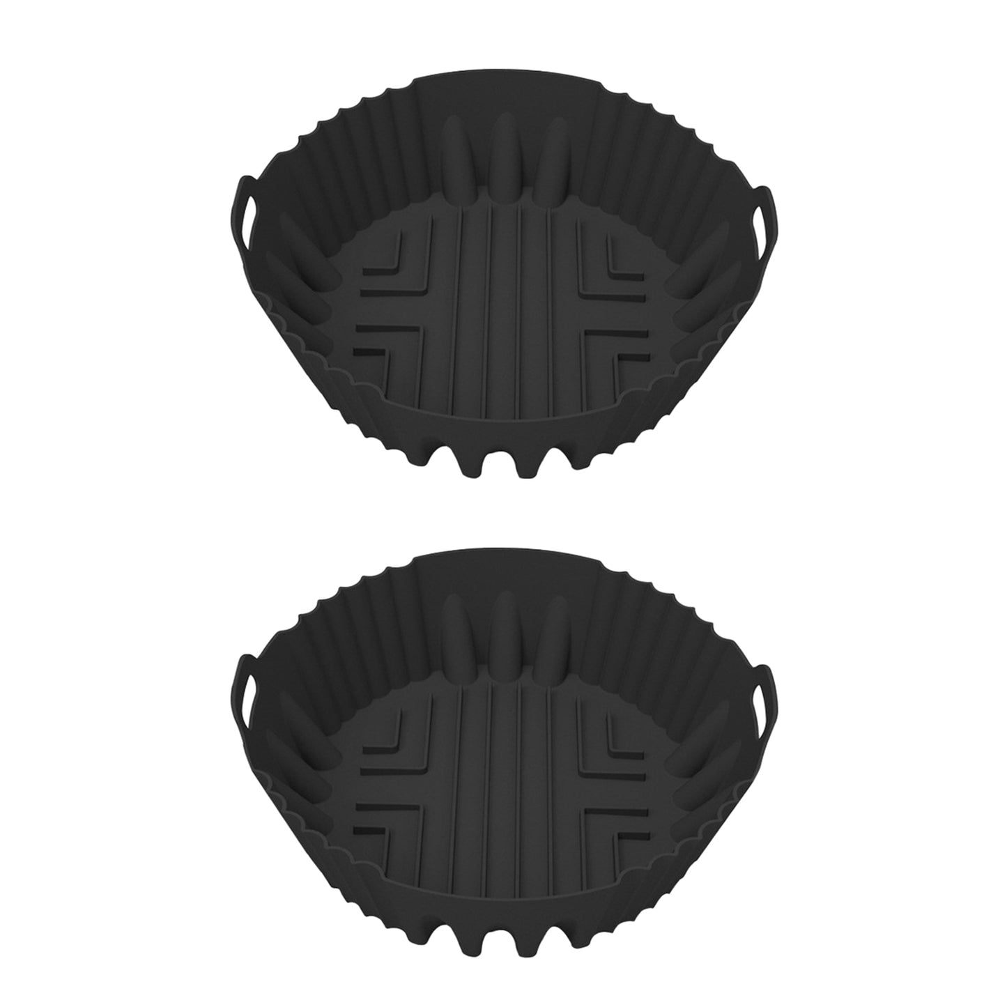 2Pcs Silicone Round Baking Tray Pot with Handle for Air Fryer