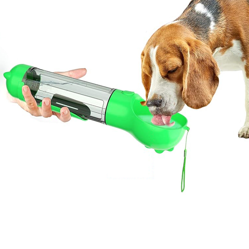 4 in 1 Pet Feeder Dog Cat Puppy Water Bottle Cup with Poop Bag Holder for Yorkie