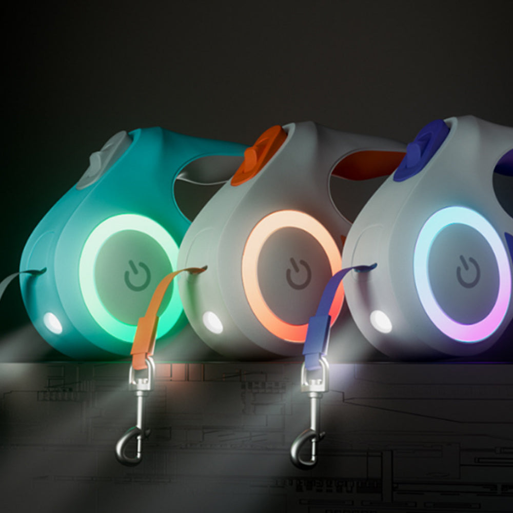 RGB 5M Extendable Retractable LED Training Lead Rope Pet Leash