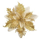 12Pcs Christmas Glitter Poinsettia Artificial Flower with Clip and Stem