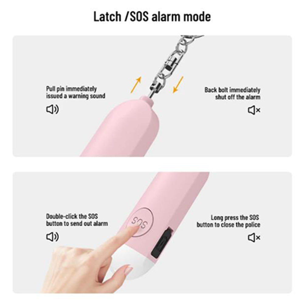 130dB Rechargeable Personal Alarm Keychain with LED Light