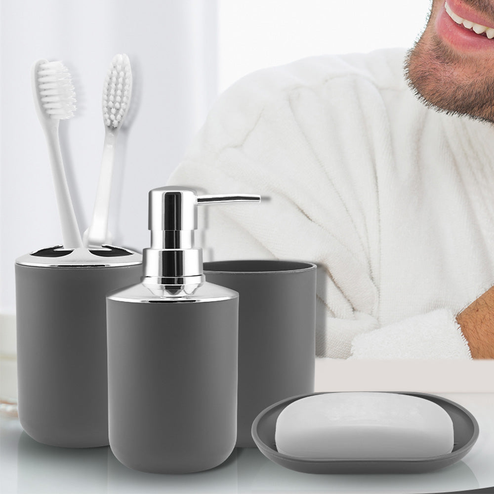 6 Piece Bathroom Accessories Set Soap Dish Soap Dispenser Toothbrush Holder Toilet Brush Trash Bin