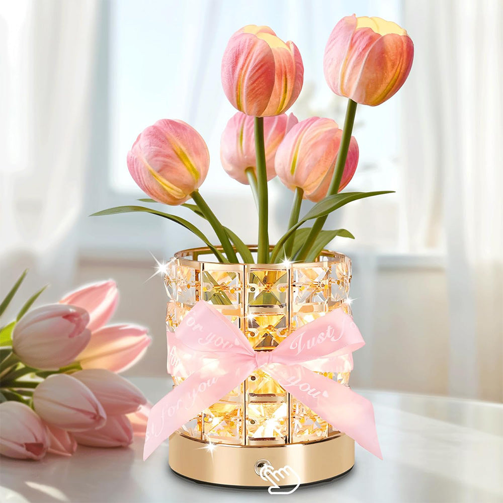 Tulip Flower Lamp Valentine Day Gifts 3 Color Dimming Night Light