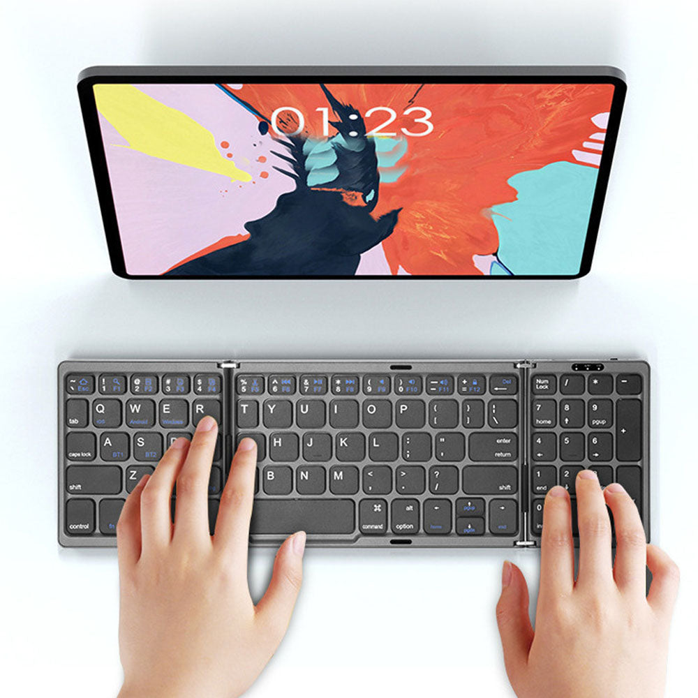 Foldable Bluetooth Keyboard Wireless Portable Keyboard with Numeric Keypad