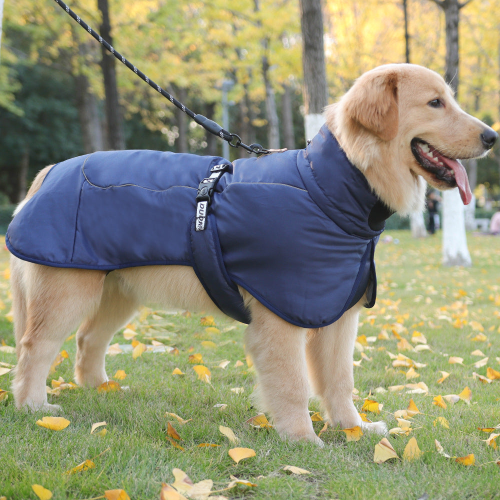 Waterproof Dog Jacket Winter Coat with Buckle and Reflective Strips-Navy