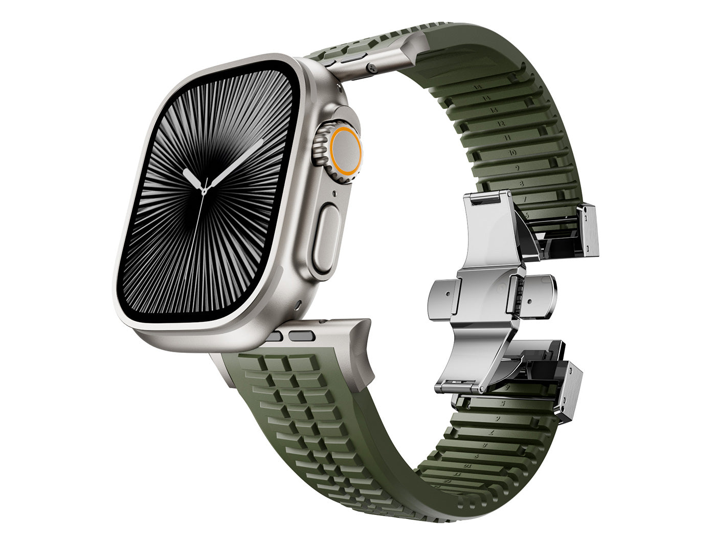 Men's Rubber Watch Band Compatible with Apple Watch Folding Buckle 42 44 45 46 49mm
