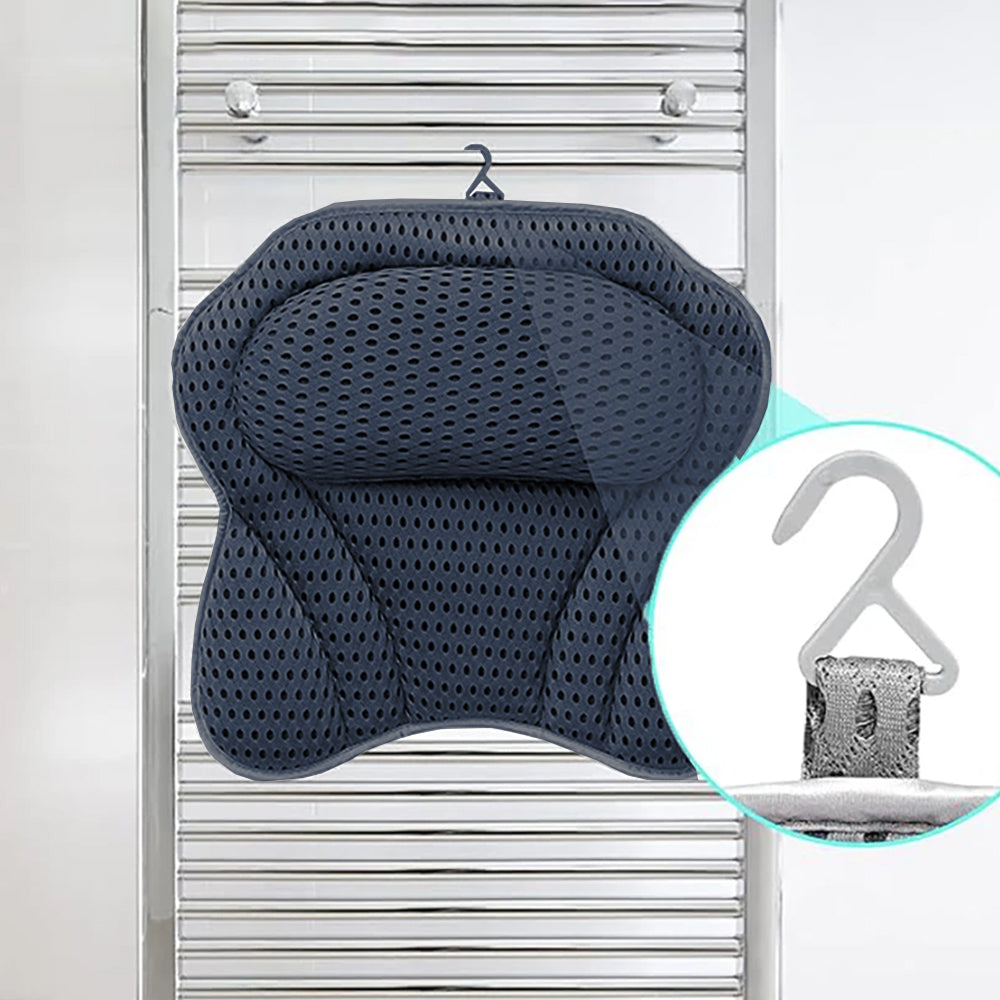 4D Mesh Bath Pillows With Suctions for Neck or Back Support