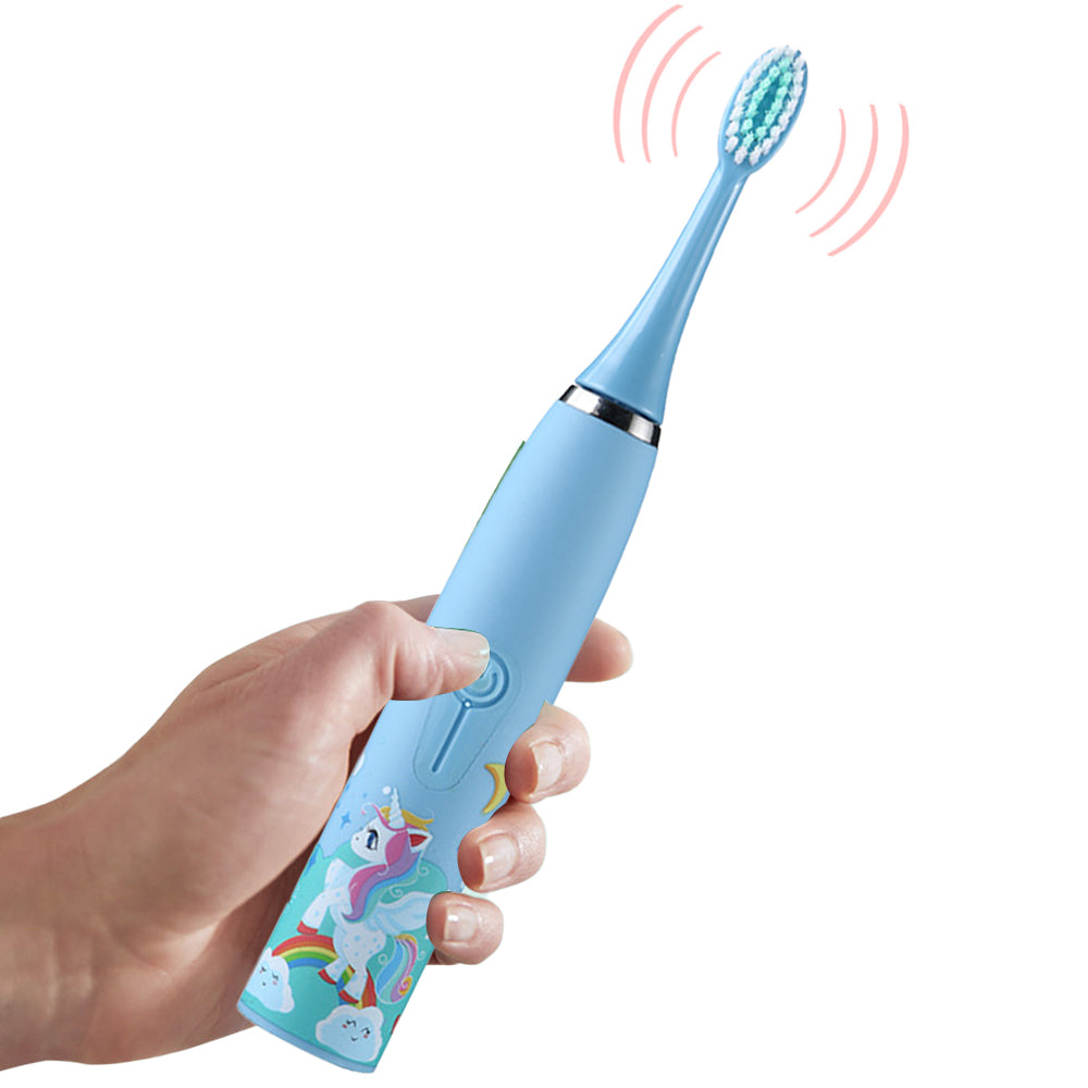 Cute Cartoon Electric Soft Toothbrush with 6 Replacement Electronic Toothbrush Heads