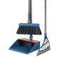 3Pcs Set of Plastic Broom with Foldable Standing Dustpan and Scraper Broom