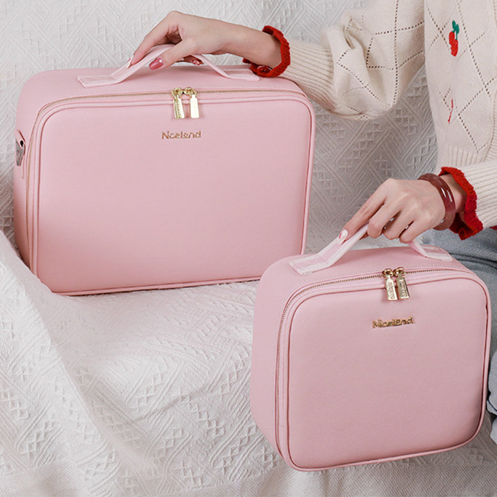 Portable Travel Makeup Case with LED Light and Mirror