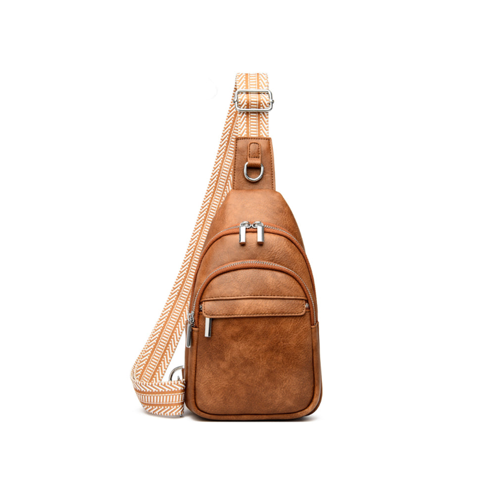 2Pcs PU Leather Sling Belt Chest Bag