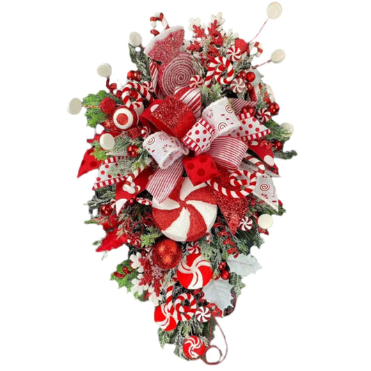 30x6x50cm Christmas Wreath Candy Cane Ornament Hanging Xmas Door Wall Decor