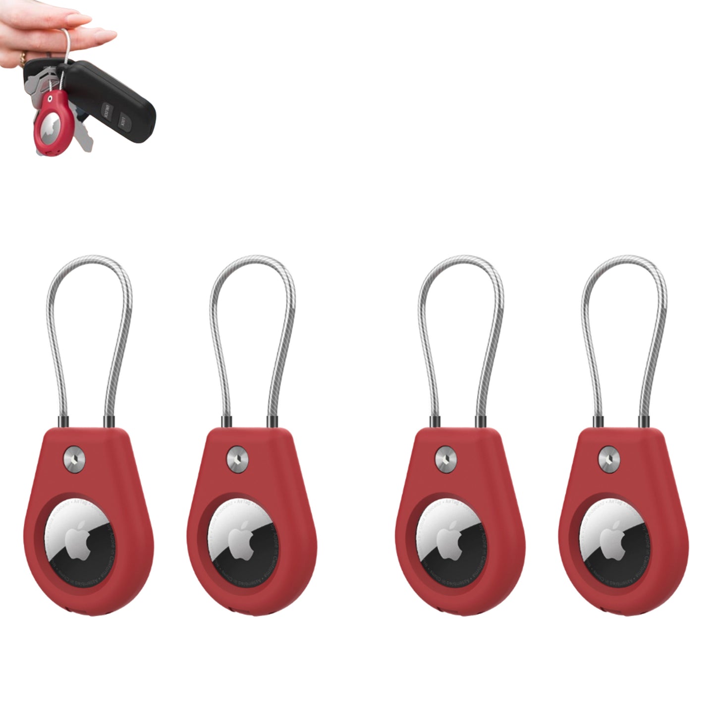 4Pcs AirTag Protective Cases with Keychain for Luggage