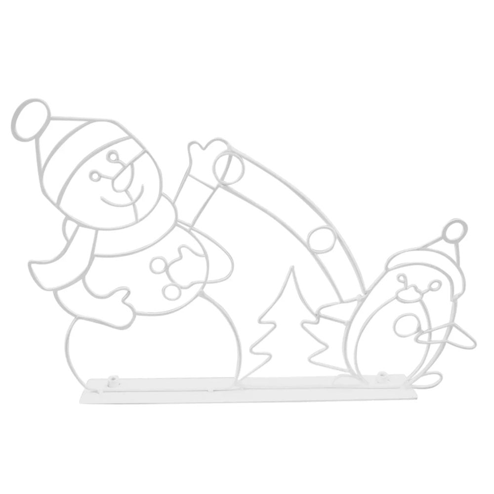 Stainless Steel Lighted Christmas Snowman Decoration With LED Light Strings Christmas Decorative Signage Light-Snowman And Penguin
