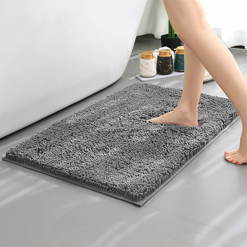 Extra Soft Absorbent Bathroom Rug Machine Washable Bath Mat for Bathroom Floor-Grey