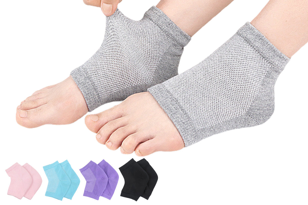 5 Pairs Toeless Gel Heel Socks Foot Skin Care Protector For Dry Cracked Feet