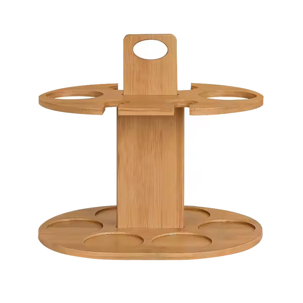 Bamboo Wine Storage and Display Rack Holds 2 Bottles and 4 Glasses