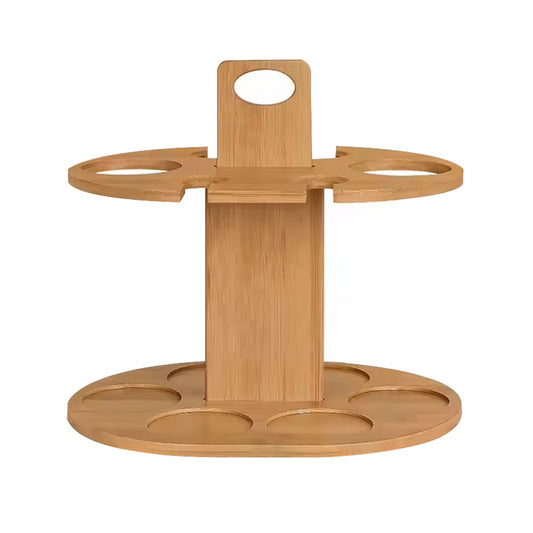 Bamboo Wine Storage and Display Rack Holds 2 Bottles and 4 Glasses
