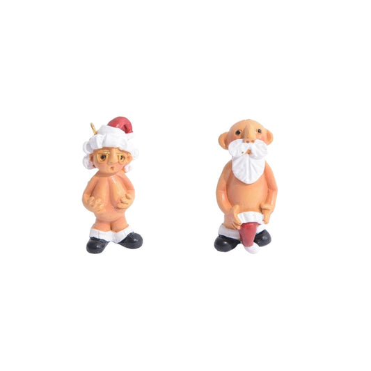 2Pcs 8cm Resin Santa Claus Pendants Christmas Hanging Decorations