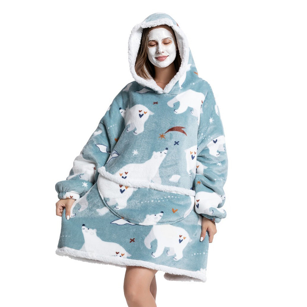 Hooded Blanket Hoodie Ultra Plush Comfy Sweatshirt Fleece-Style 2