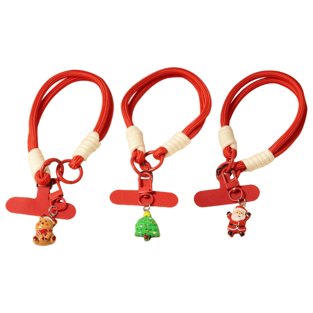 6PCS Red Christmas Wrist Straps Phone Case Lanyards and Keychains