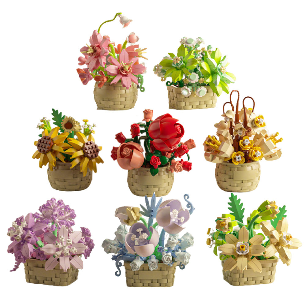 8PCS Flower Building Blocks Set Mini Potted Plants and Succulents Toys