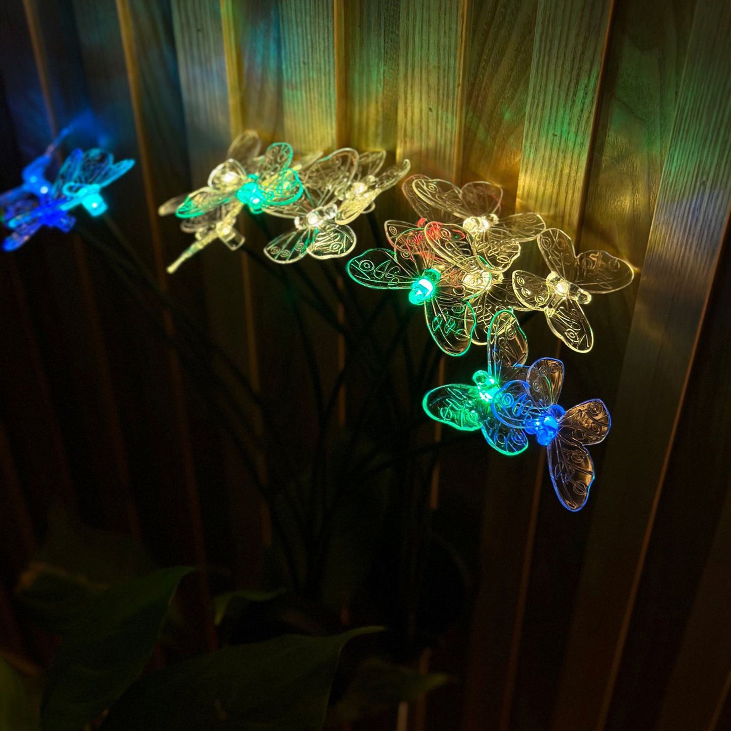 2Pcs Solar Lights Outdoor Garden 6LED Butterfly Landscape Stake Lights