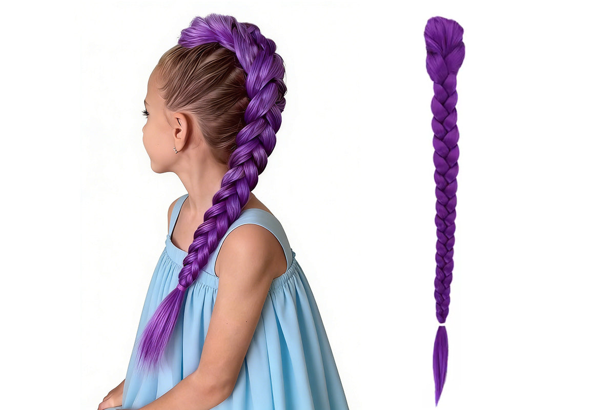 Long Purple Braided Ponytail Hair Extension