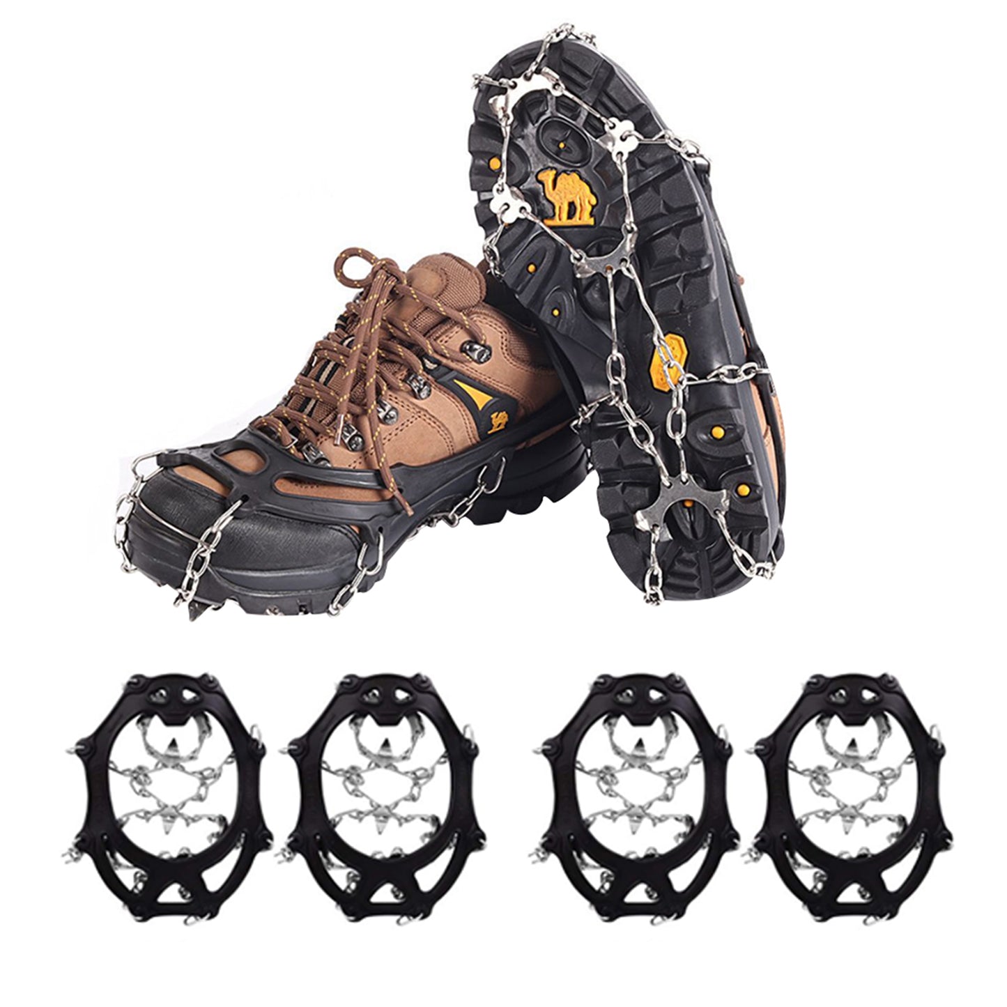 2Pcs Shoes Traction Cleats Ice Snow Grips with 10 Stainless Steel Spikes