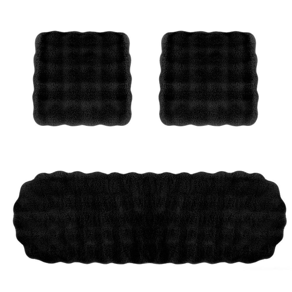 3Pcs Faux Fur Plush Seat Cushion Set Non Slip Seat Protector for Winter