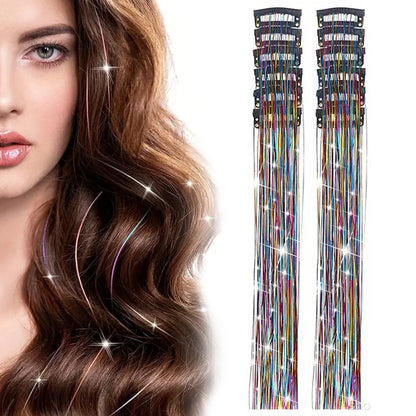 12-Piece Hair Tinsel Clip Kit for Sparkling Hair Extensions