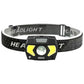 Rechargeable LED Headlamp Water-Resistant Motion Sensor Head Torch-Black