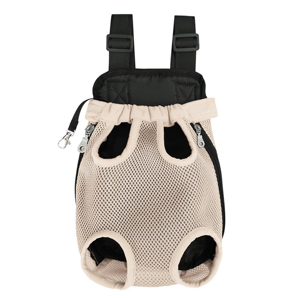Breathable Mesh Pet Carrier Backpack for Front and Back Carrying Dogs Cats-Apricot
