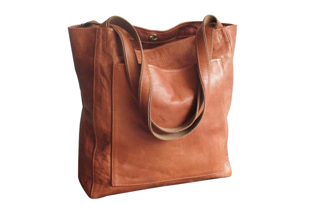 Vintage PU Leather Tote Bag Casual Shoulder Handbag