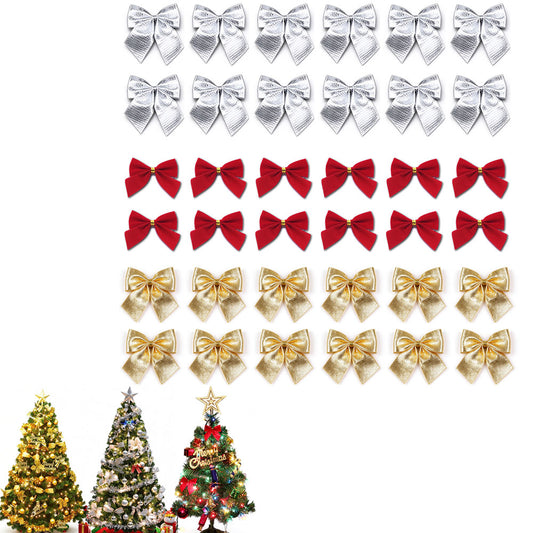36 Pack Bow Christmas Tree Decoration Xmas Ornament Bowknot Party Wedding Decor